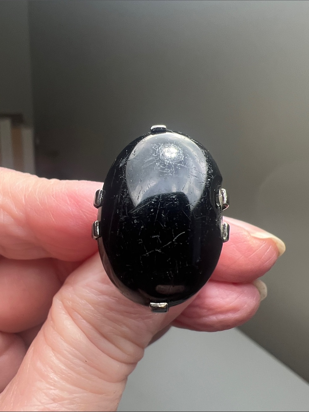 Bold & Beautiful Black Oval Statement Ring - Vintage